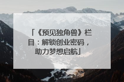 《预见独角兽》栏目：解锁创业密码，助力梦想启航