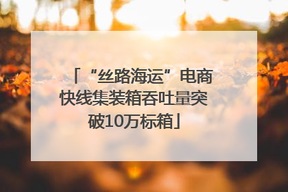 “丝路海运”电商快线集装箱吞吐量突破10万标箱