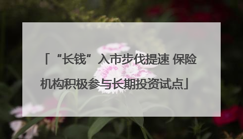 “长钱”入市步伐提速 保险机构积极参与长期投资试点