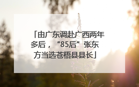 由广东调赴广西两年多后，“85后”张东方当选苍梧县县长