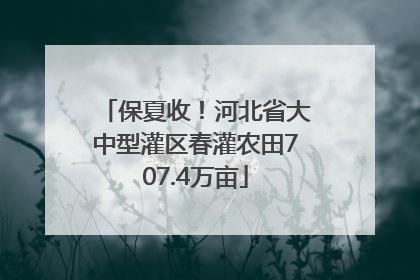 保夏收！河北省大中型灌区春灌农田707.4万亩