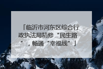 临沂市河东区综合行政执法局精修“民生路”，畅通“幸福线”