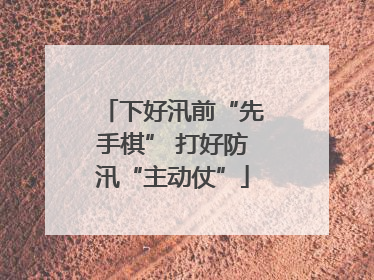 下好汛前“先手棋” 打好防汛“主动仗”