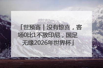 世预赛｜没有惊喜，客场0比1不敌印尼，国足无缘2026年世界杯