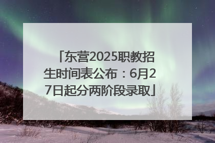 东营2025职教招生时间表公布：6月27日起分两阶段录取