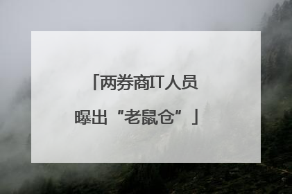 两券商IT人员曝出“老鼠仓”