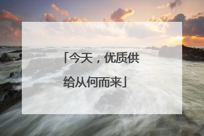 今天，优质供给从何而来