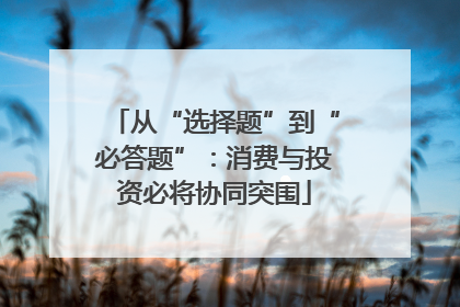从“选择题”到“必答题”：消费与投资必将协同突围