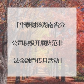 华泰财险湖南省分公司积极开展防范非法金融宣传月活动