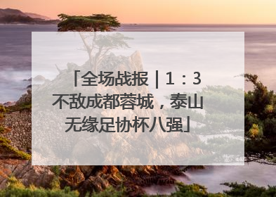 全场战报｜1：3不敌成都蓉城，泰山无缘足协杯八强
