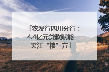 农发行四川分行：4.4亿元贷款赋能夹江“粮”方