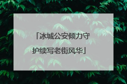 冰城公安倾力守护续写老街风华