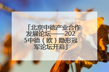 北京中德产业合作发展论坛——2025中德（欧）隐形冠军论坛开幕