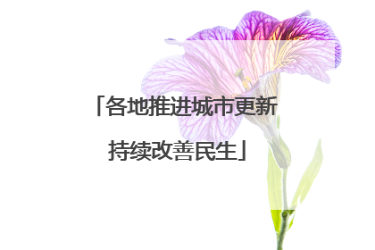 各地推进城市更新 持续改善民生