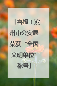 喜报！滨州市公安局荣获“全国文明单位”称号