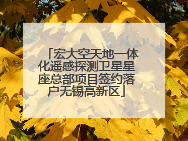 宏大空天地一体化遥感探测卫星星座总部项目签约落户无锡高新区