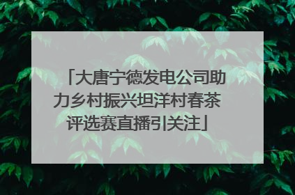 大唐宁德发电公司助力乡村振兴坦洋村春茶评选赛直播引关注