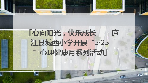 心向阳光，快乐成长——庐江县城西小学开展“5·25”心理健康月系列活动
