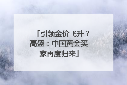 引领金价飞升？高盛：中国黄金买家再度归来