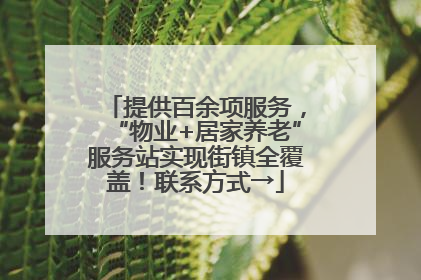 提供百余项服务，“物业+居家养老”服务站实现街镇全覆盖！联系方式→