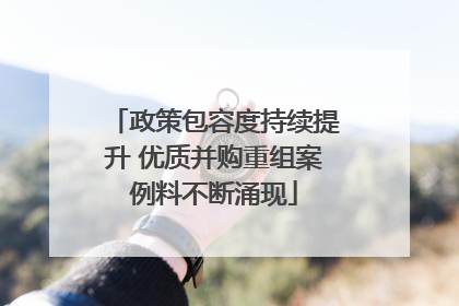政策包容度持续提升 优质并购重组案例料不断涌现
