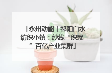 永州动能丨祁阳白水纺织小镇：纱线“织就”百亿产业集群