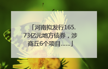 河南拟发行165.73亿元地方债券，涉商丘6个项目……