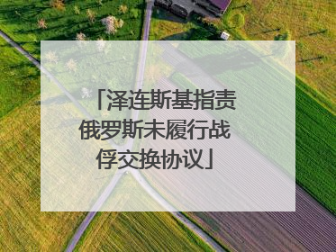 泽连斯基指责俄罗斯未履行战俘交换协议