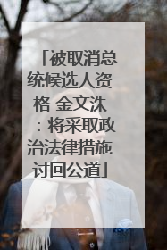 被取消总统候选人资格 金文洙：将采取政治法律措施讨回公道