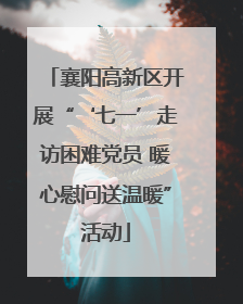 襄阳高新区开展“‘七一’走访困难党员 暖心慰问送温暖”活动