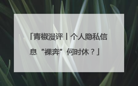 青椒漫评丨个人隐私信息“裸奔”何时休？