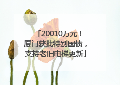 20010万元！厦门获批特别国债，支持老旧电梯更新