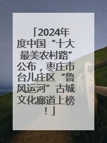 2024年度中国“十大最美农村路”公布，枣庄市台儿庄区“鲁风运河”古城文化廊道上榜！
