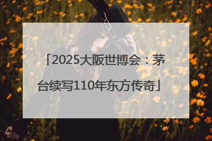 2025大阪世博会：茅台续写110年东方传奇